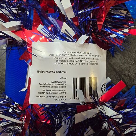 New American 4th of July Patriotic Tinsel garland bundle of 2, 9 ft each - Picture 4 of 4